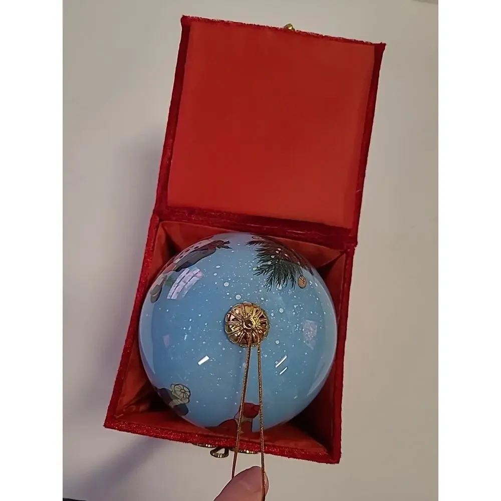 Pier One Li Bien Hand Painted Glass Ornament Snowman with Box 4